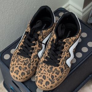 Leopard Print Sneakers with Black and White Accents